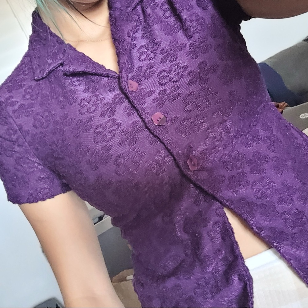 Purple Button-Up Top